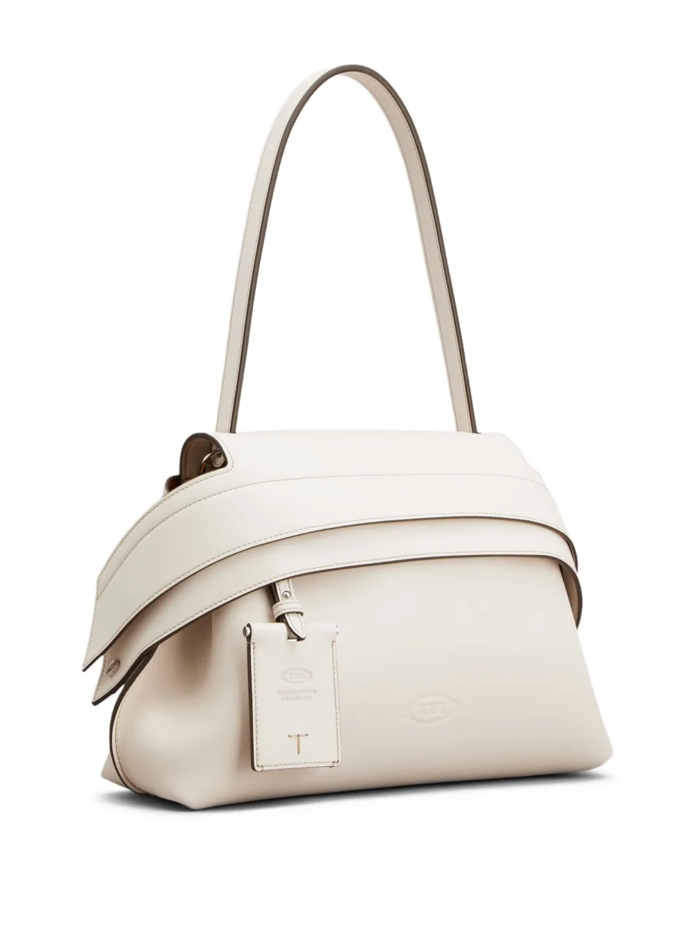 Tod's Flap-detail Leather Shoulder Bag In White
