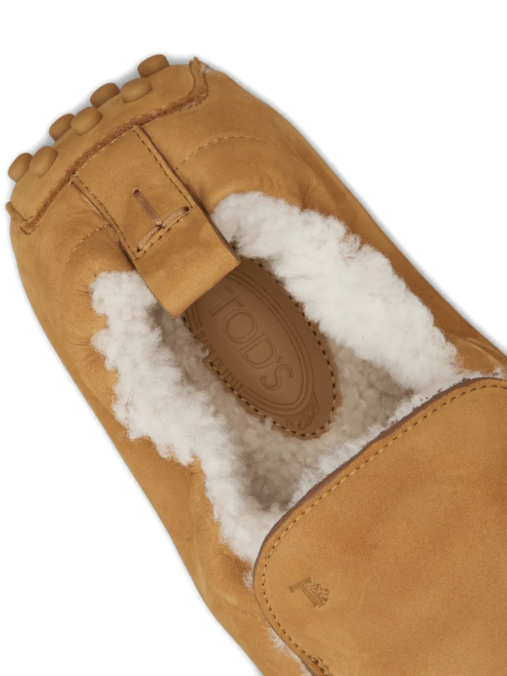 Tod's Shearling-lined Pebble-detail Loafers In Brown