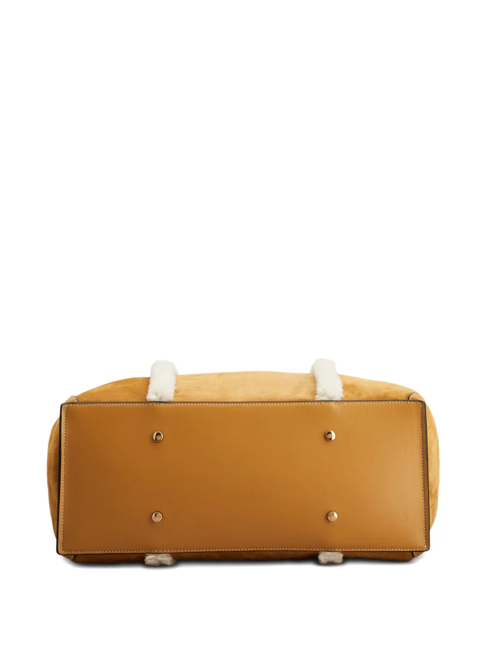 Tod's Shearling-trimmed T-buckle Shoulder Bag In Brown