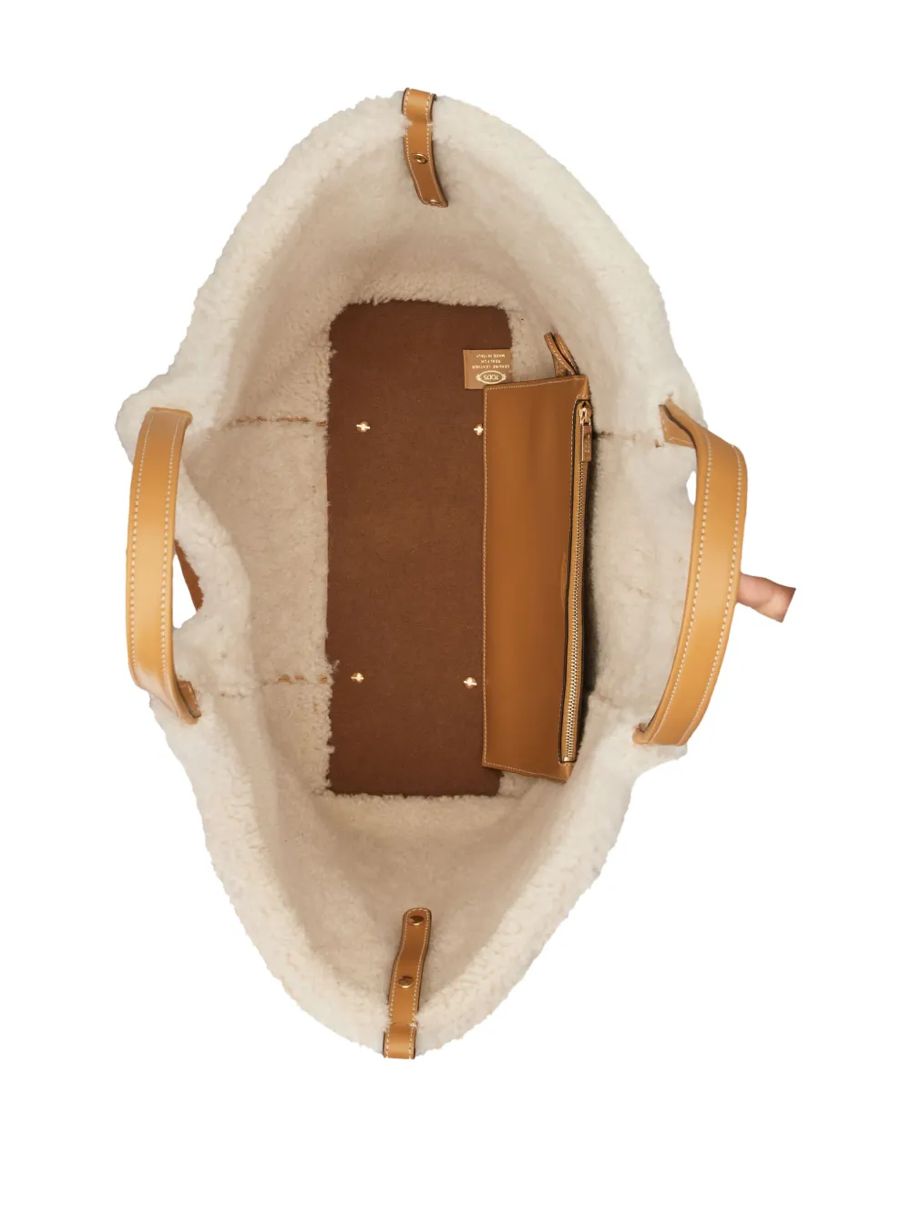 Tod's Shearling-trimmed T-buckle Shoulder Bag In Brown