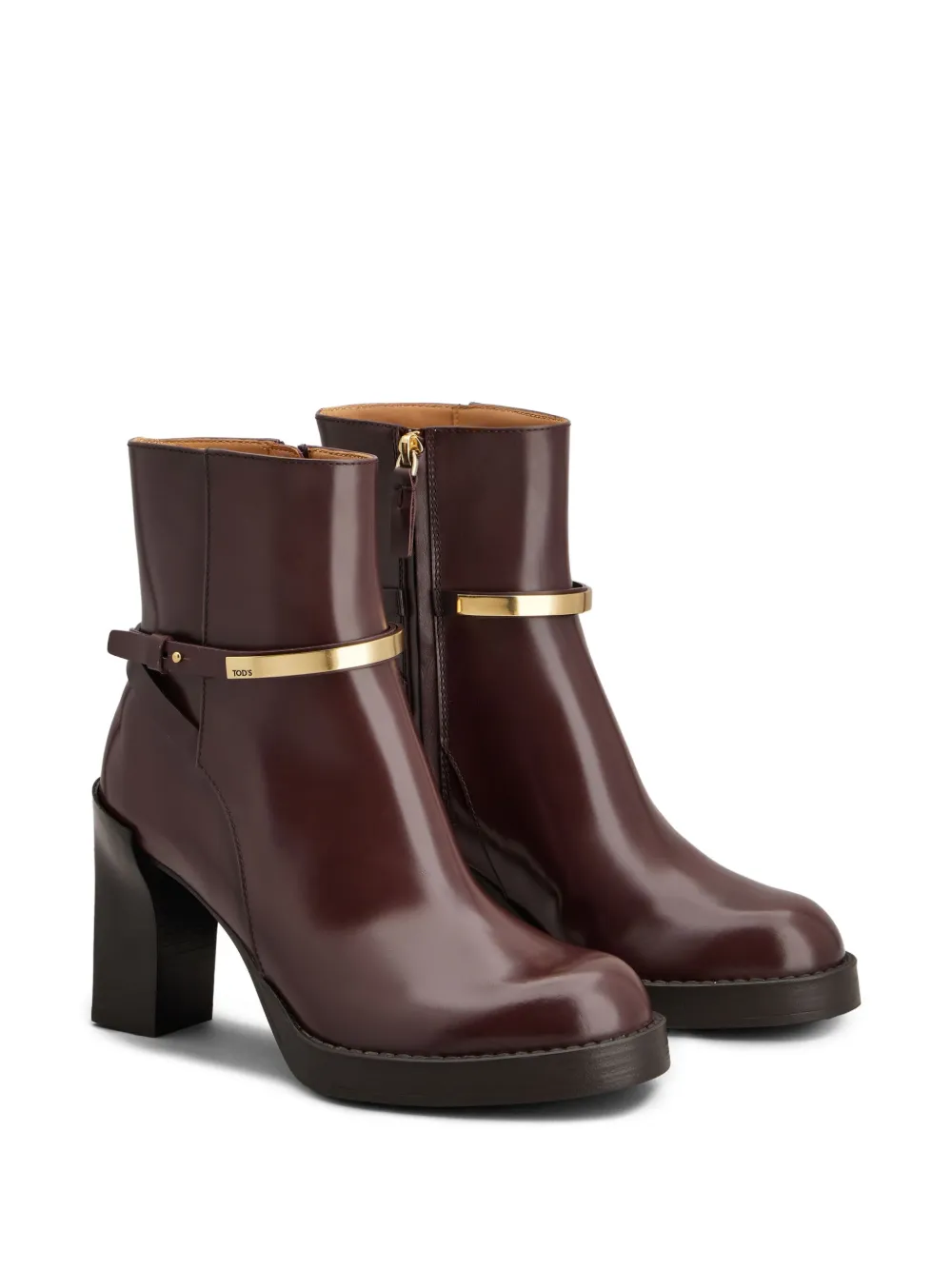 Tod's logo-plaque ankle boots Brown