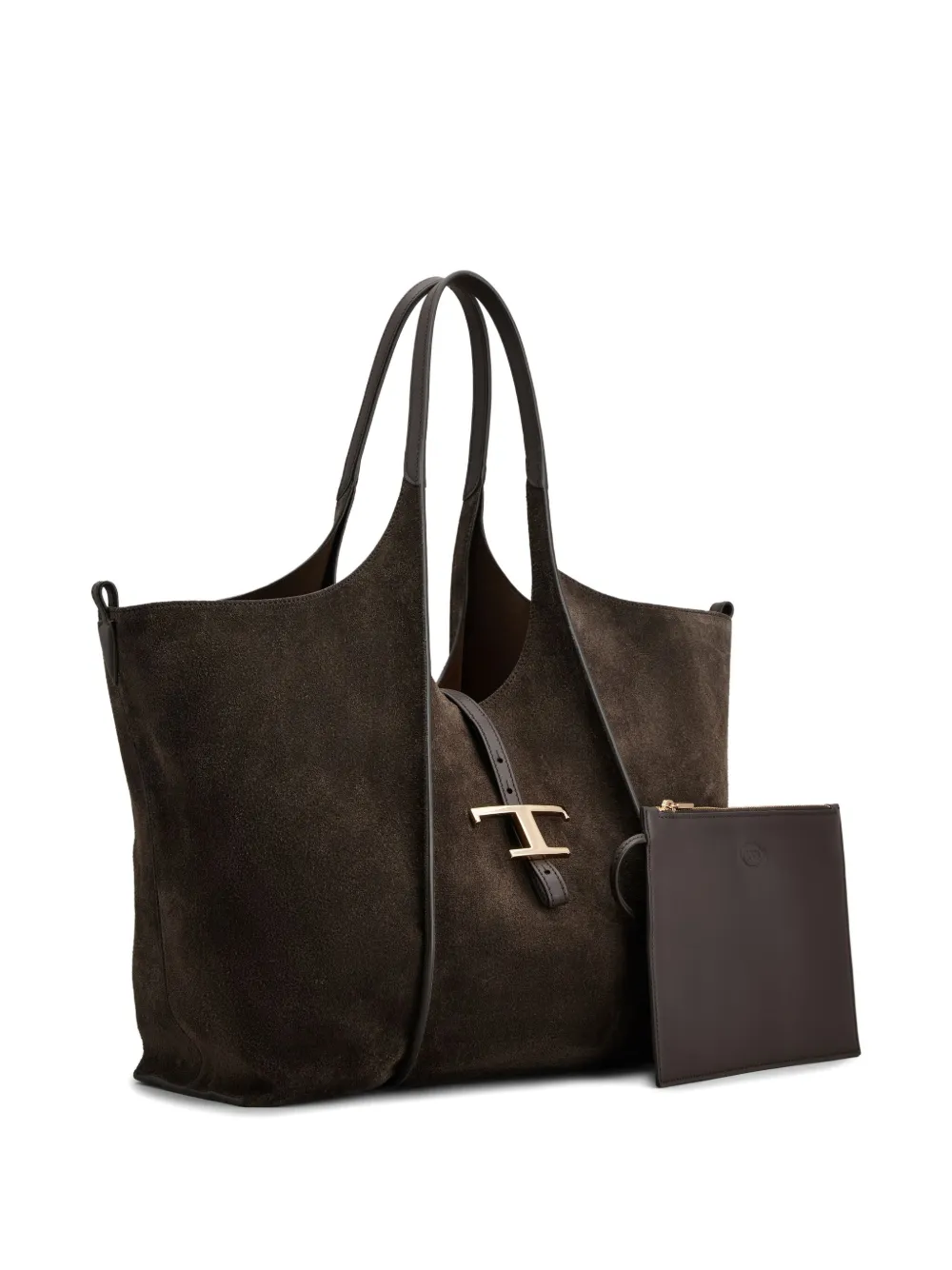 Tod's Medium T-bar Suede Shoulder Bag In Brown