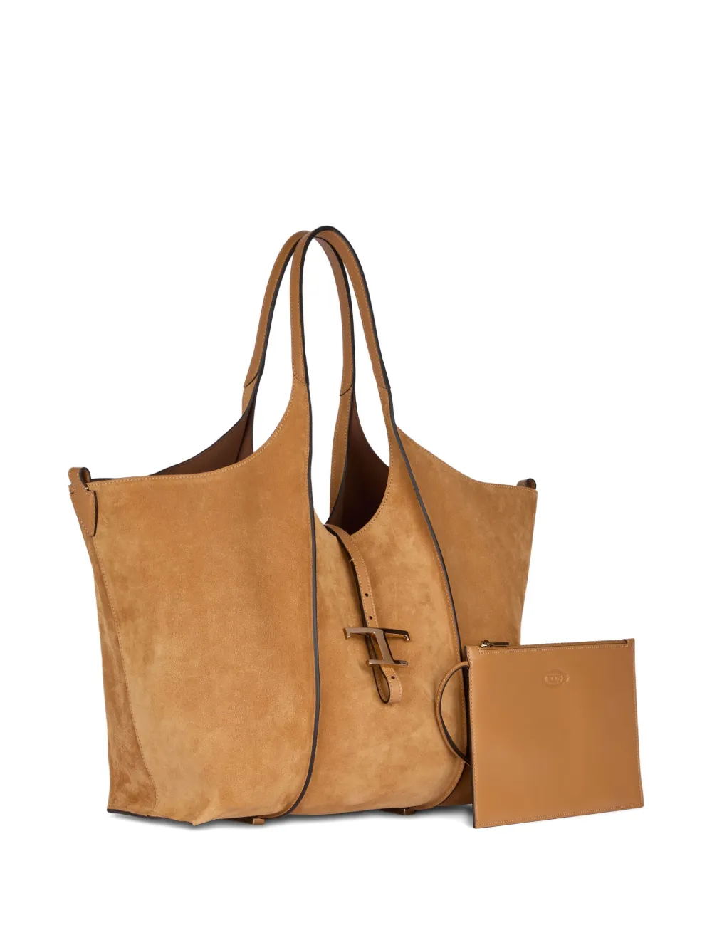 Tod's T-Timeless suède schoudertas - Bruin