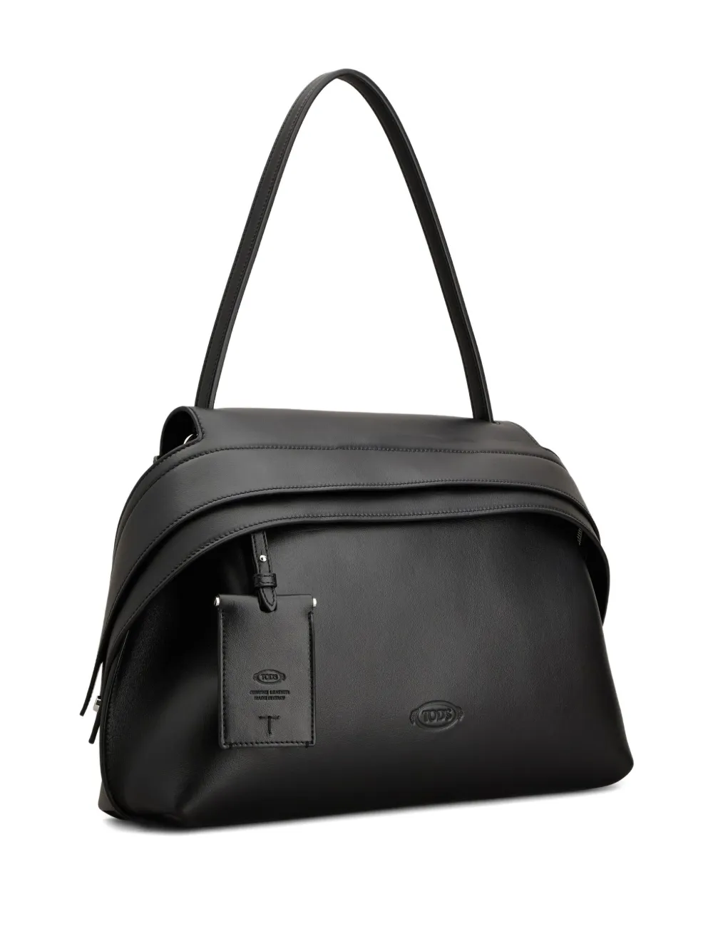 Tod's Leren schoudertas met omslag Zwart