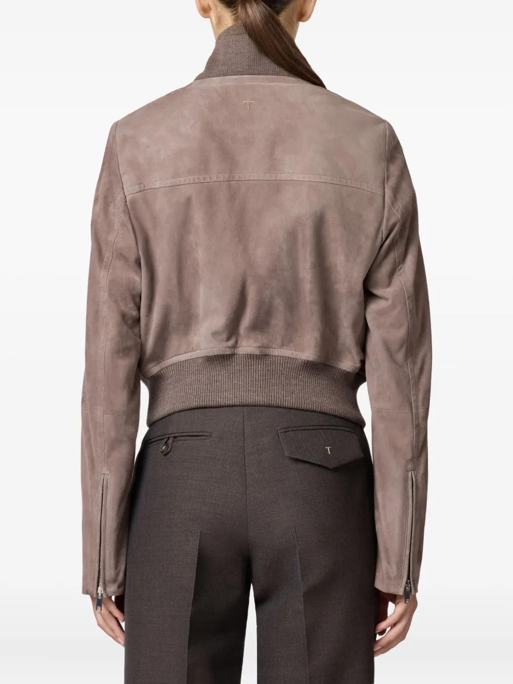 Tod's Bomber Jacket In Pashmy Suede In Brown