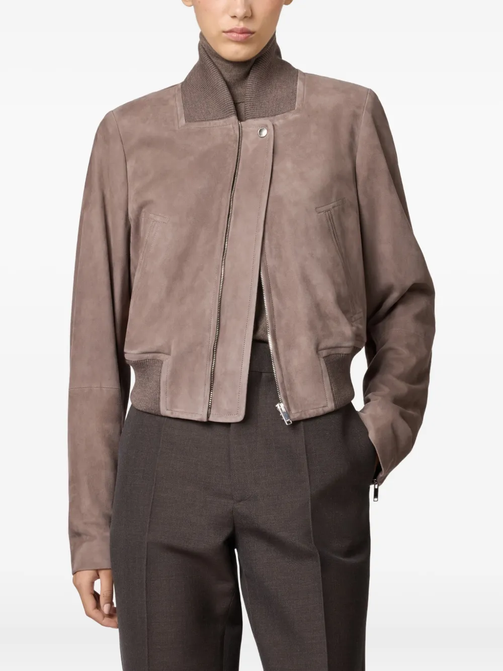 Tod's Bomber Jacket In Pashmy Suede In Brown