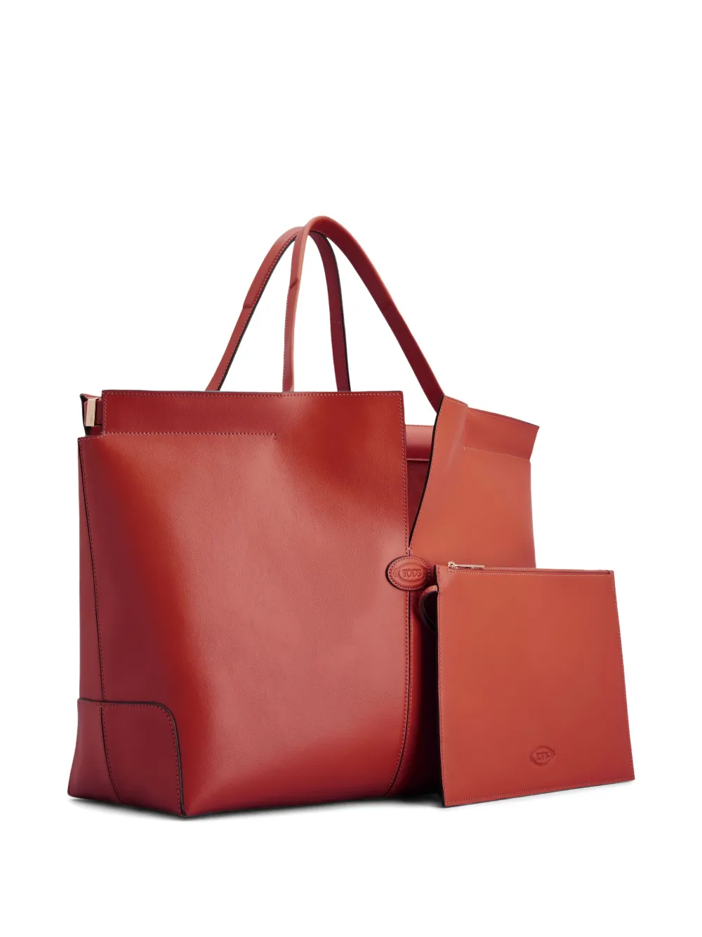 Tod's Large Di Bag Folio Leather Tote Bag In Red