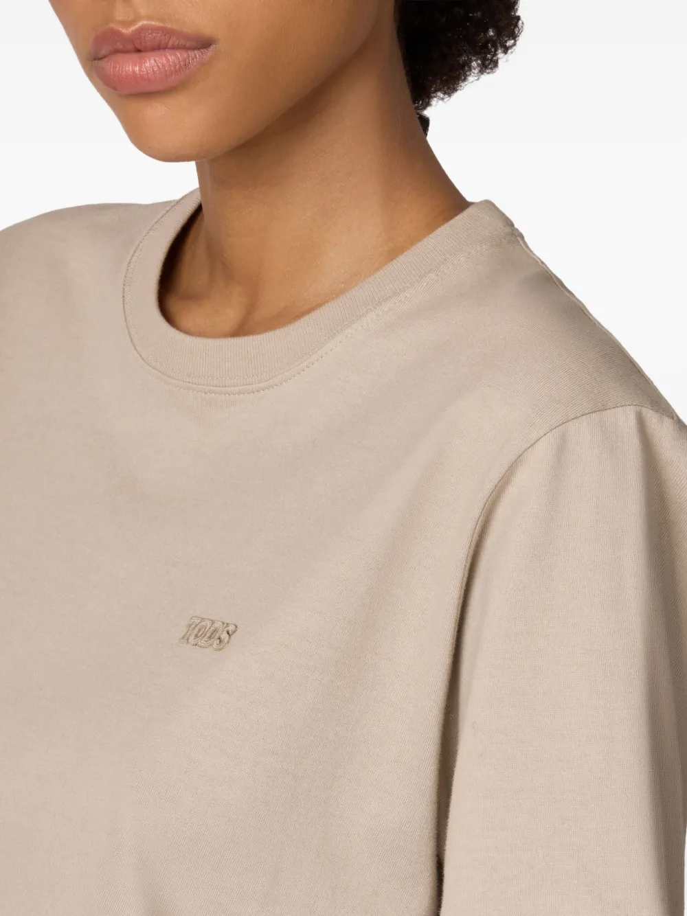 Tod's Logo-embroidered T-shirt In Neutral