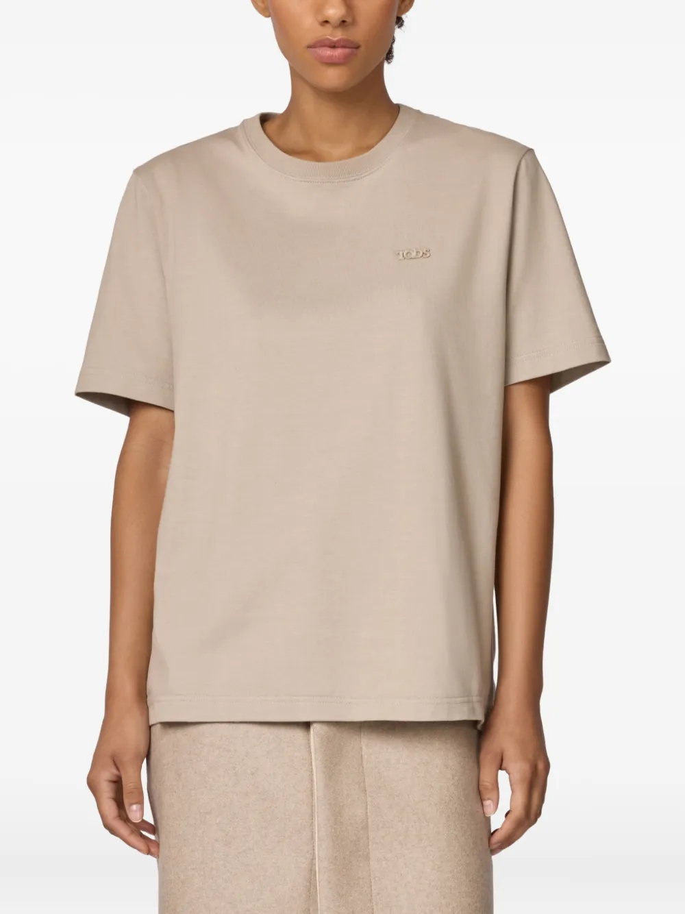 Tod's Logo-embroidered T-shirt In Neutral