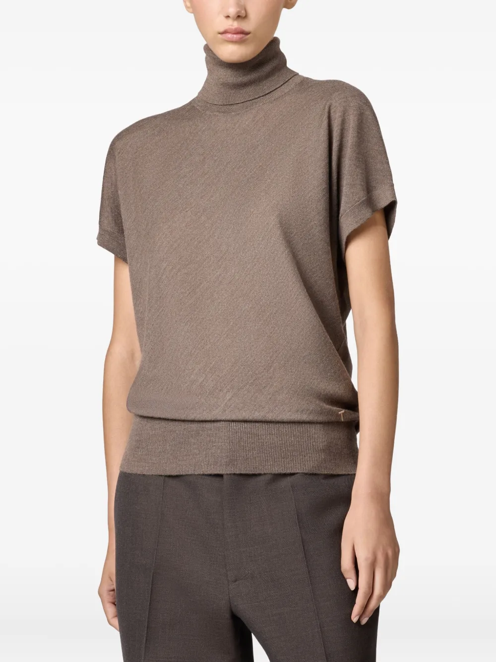 Tod's Short-sleeve Turtleneck Sweater In Neutral