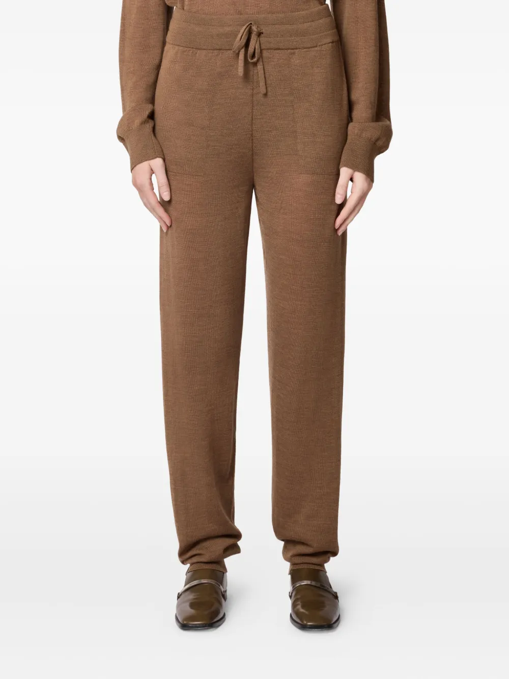 Tod's Drawstring Knitted Track Pants In Brown