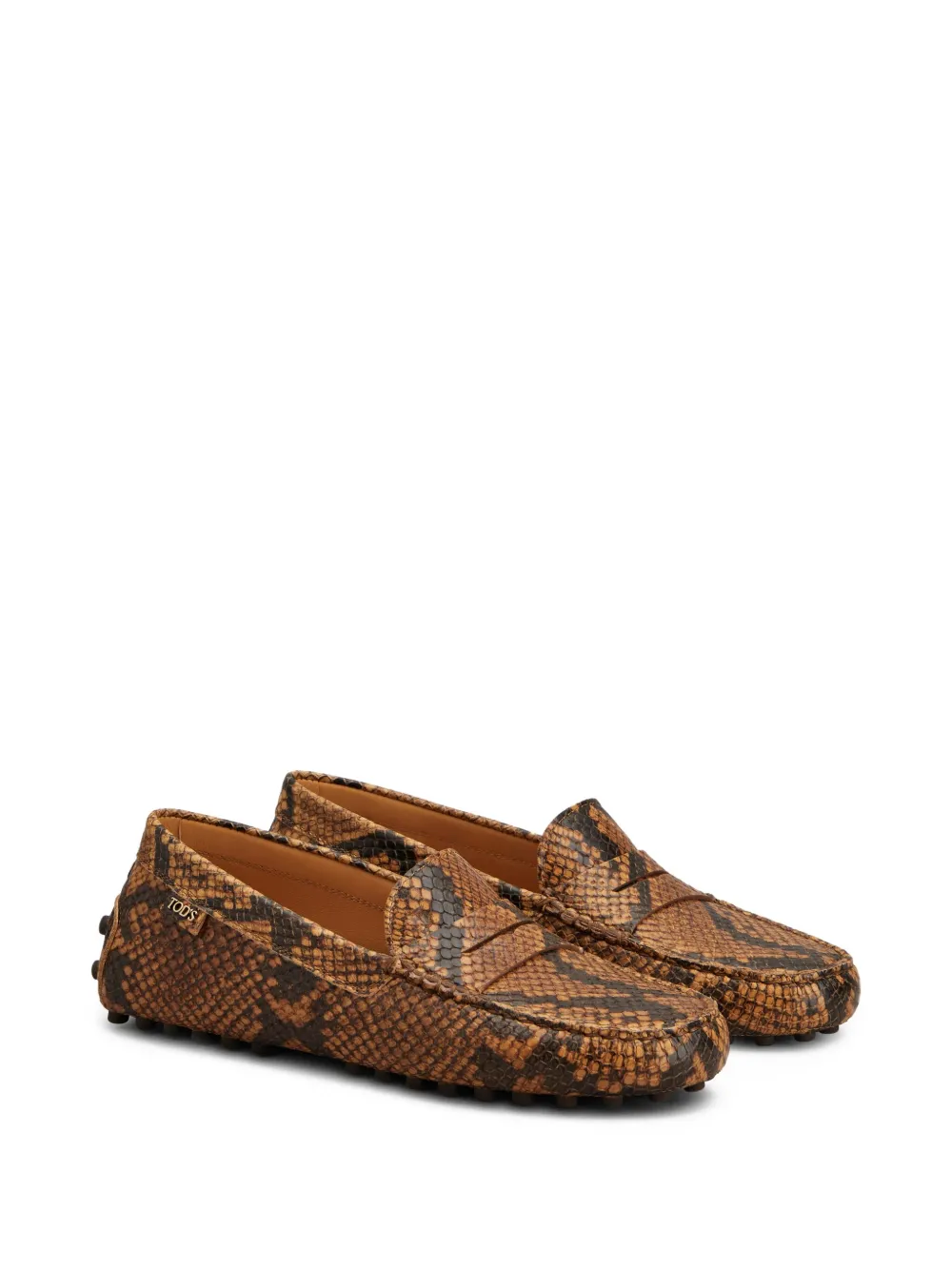 Tod's snake-print loafers Brown