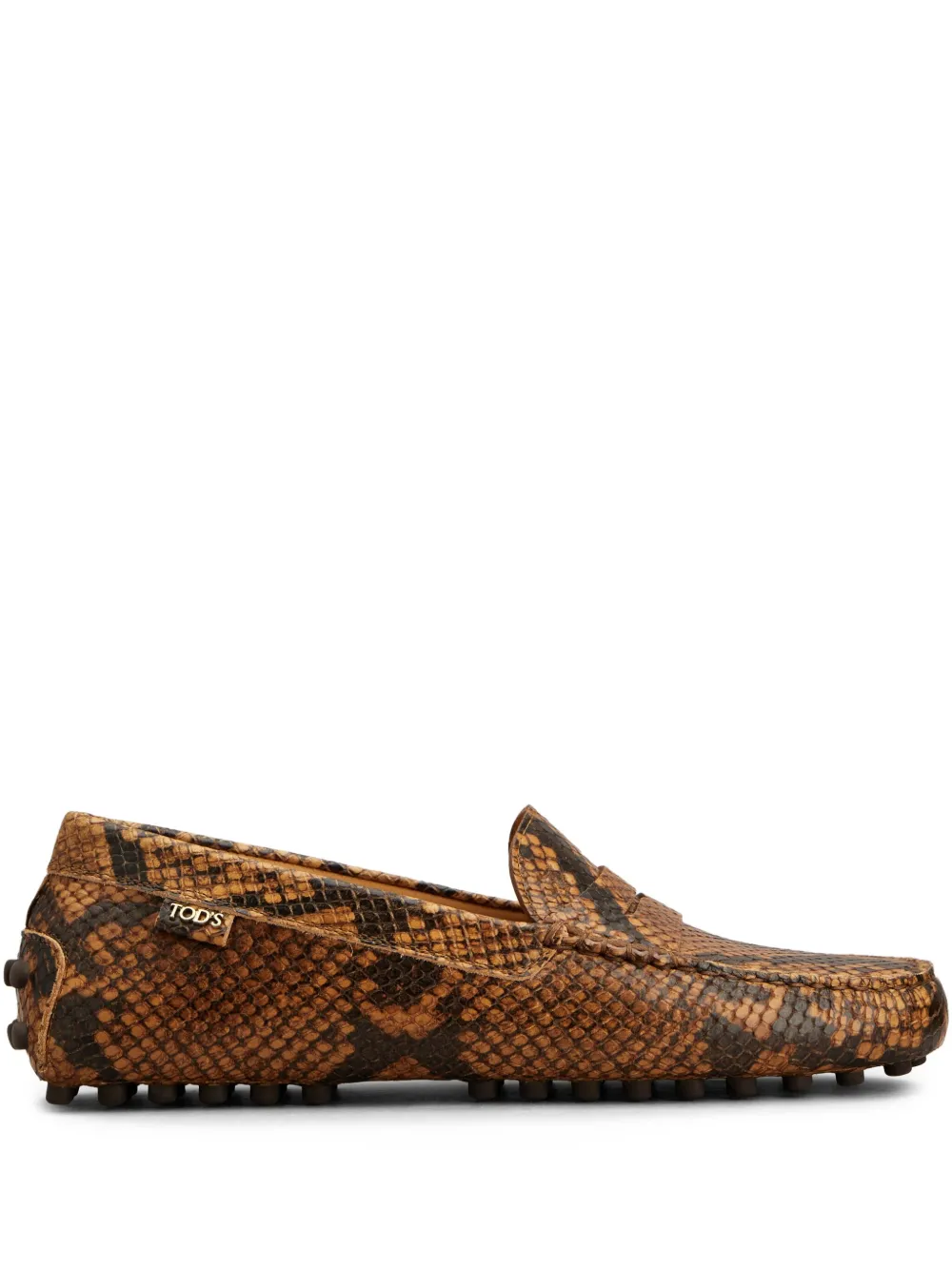Tod's snake-print loafers Brown