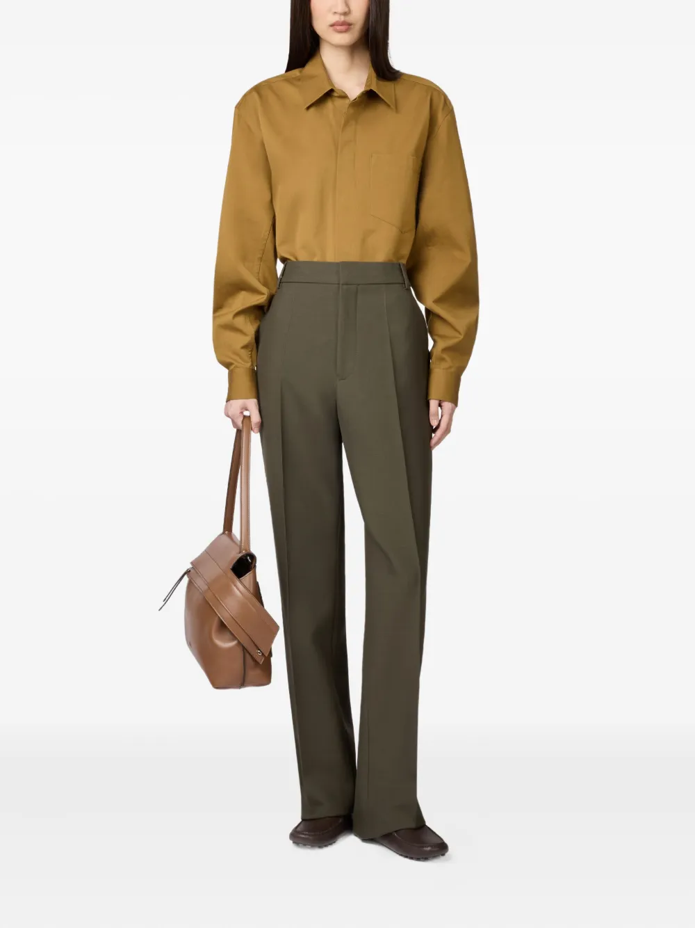 Tod's Pleated High-waisted Trousers In Green