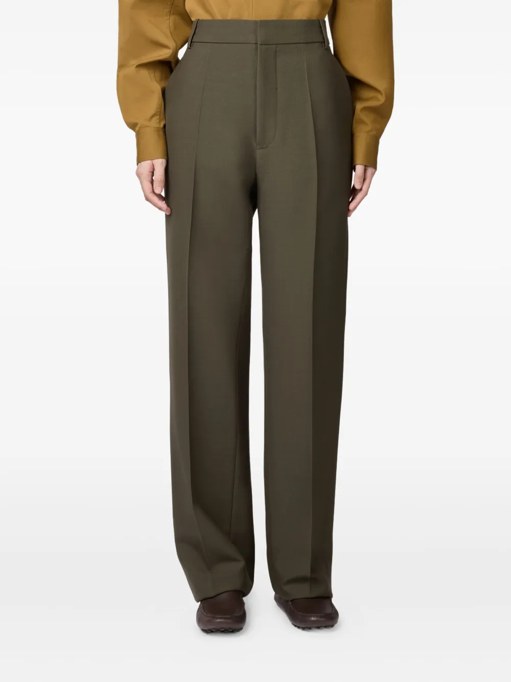 Tod's Pleated High-waisted Trousers In Green