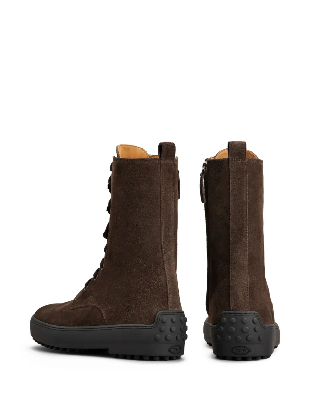 Tod's Winter Driver Sole High Lace Up Boots Shoes In Brown