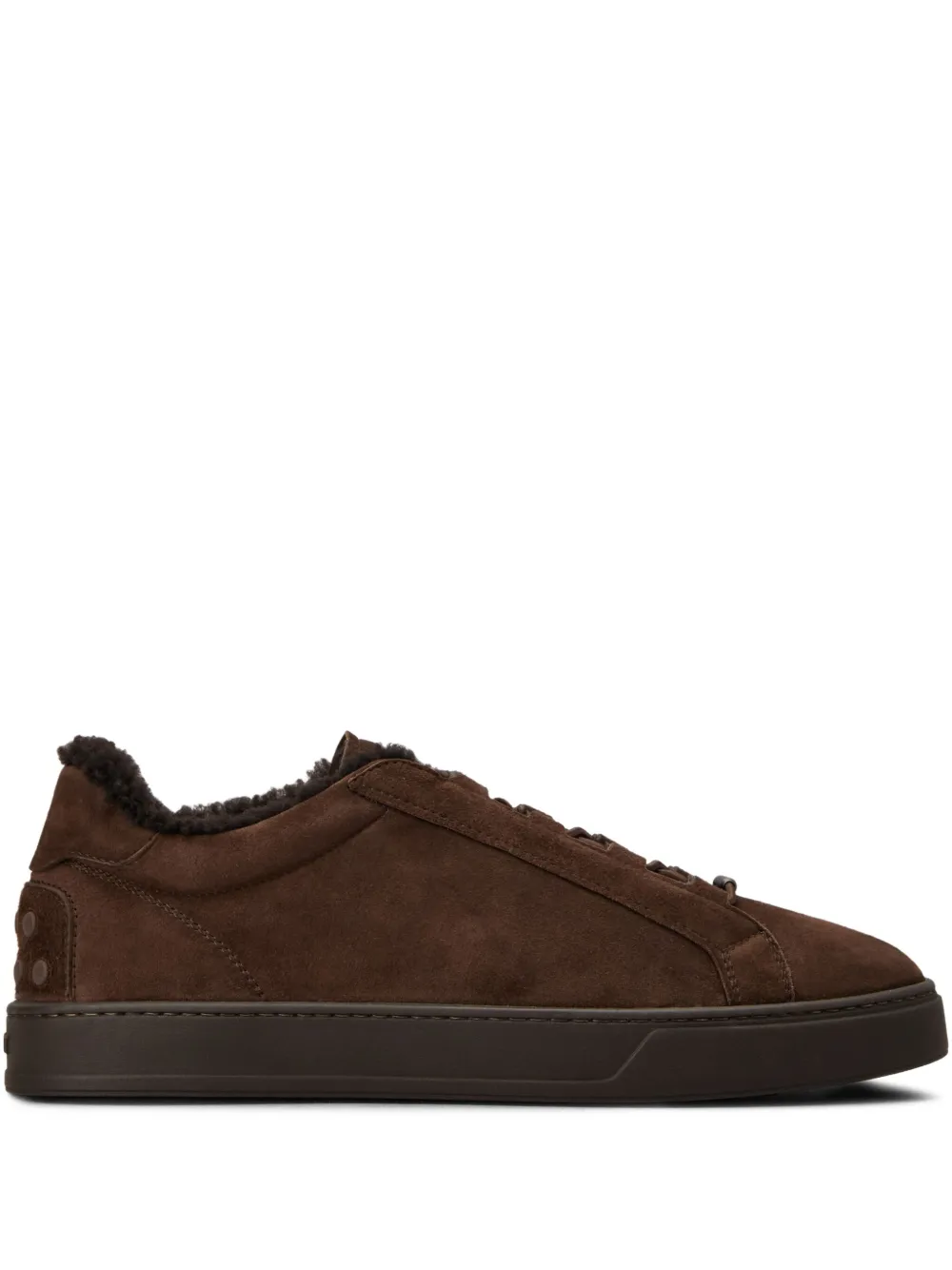 Tod's Shearling-lined Suede Sneakers In Brown
