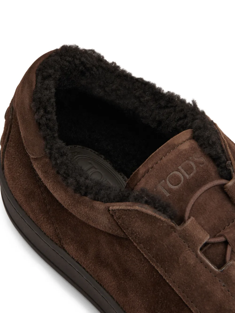 Tod's Shearling-lined Suede Sneakers In Brown