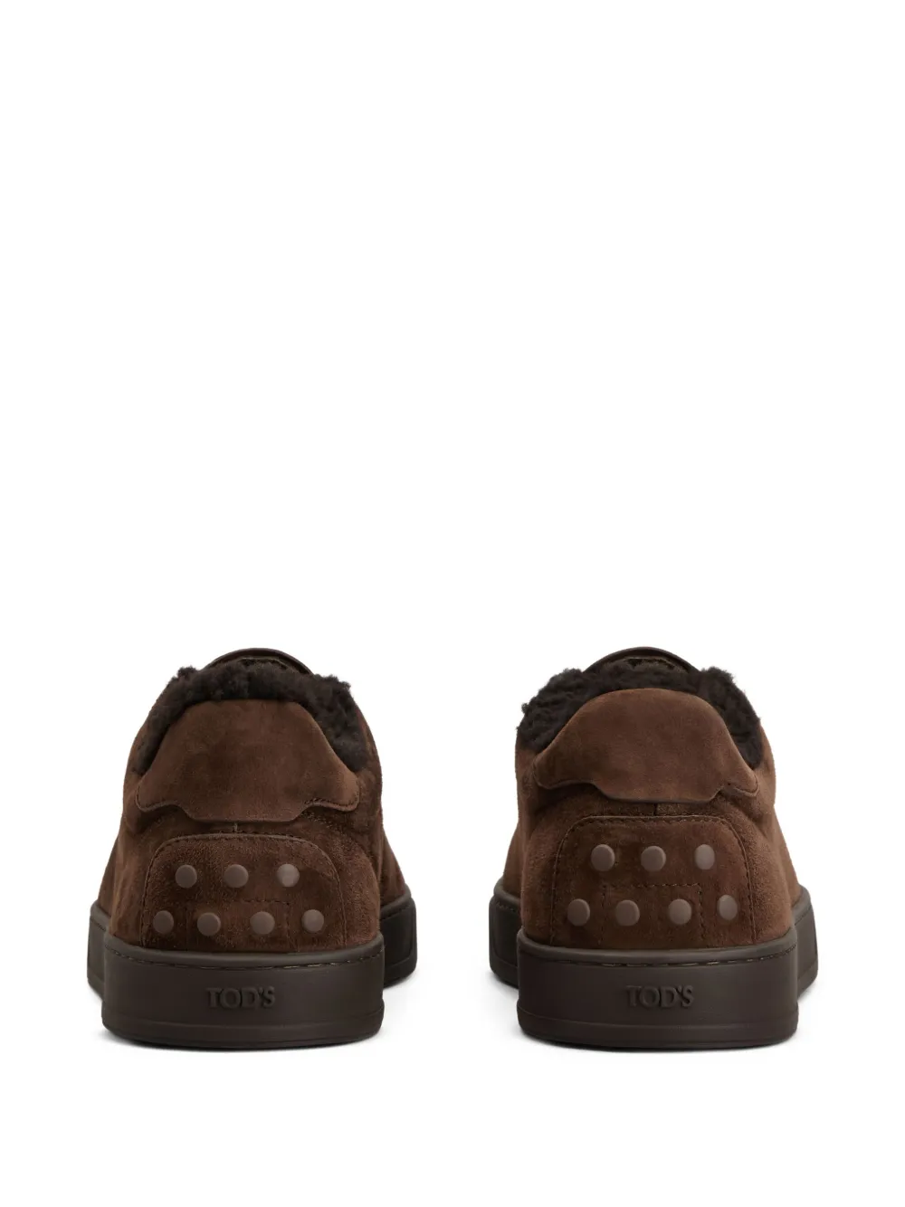 Tod's Shearling-lined Suede Sneakers In Brown