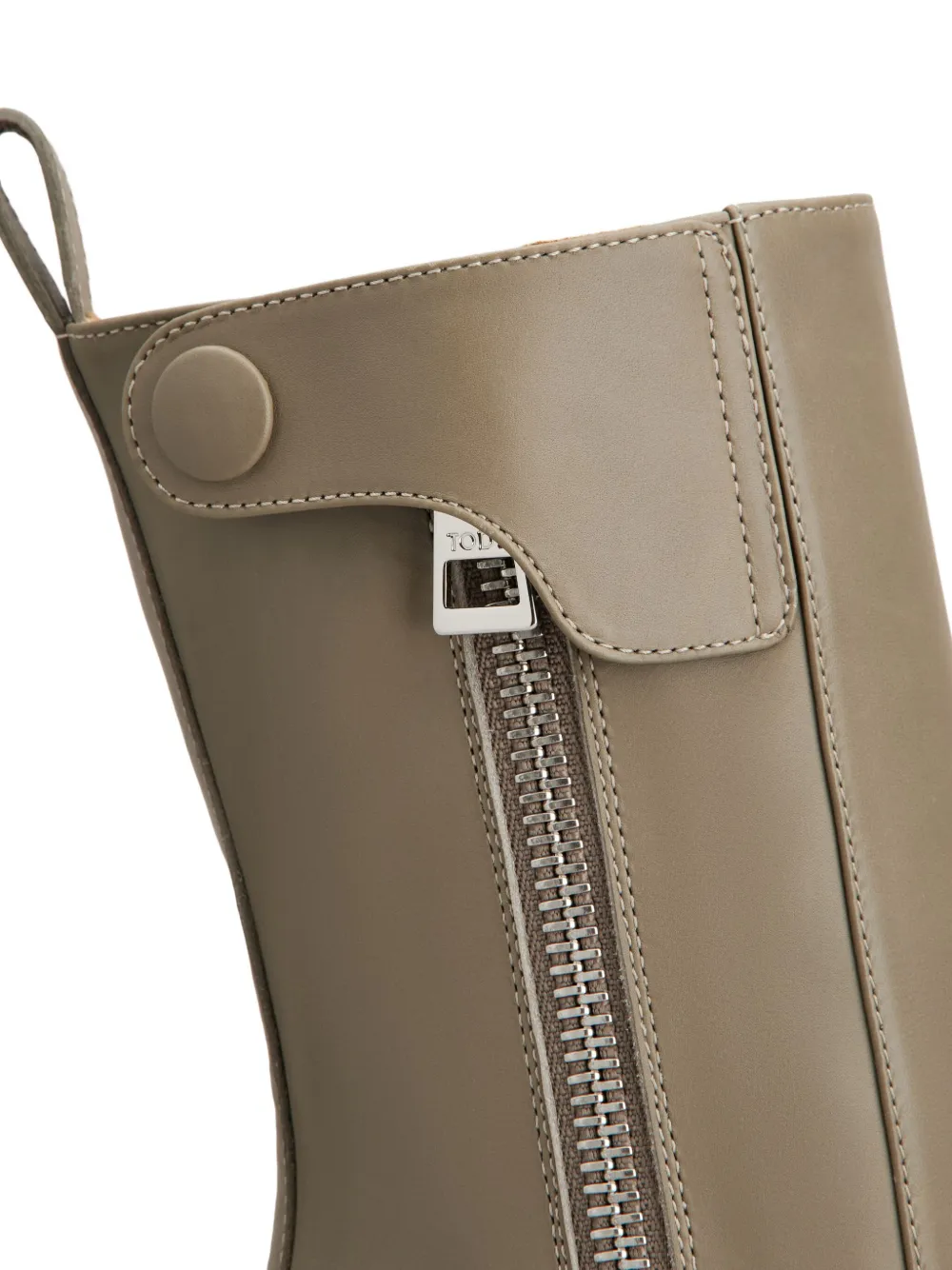 Tod's Leather Zip-detail Block-heel Boots In Green