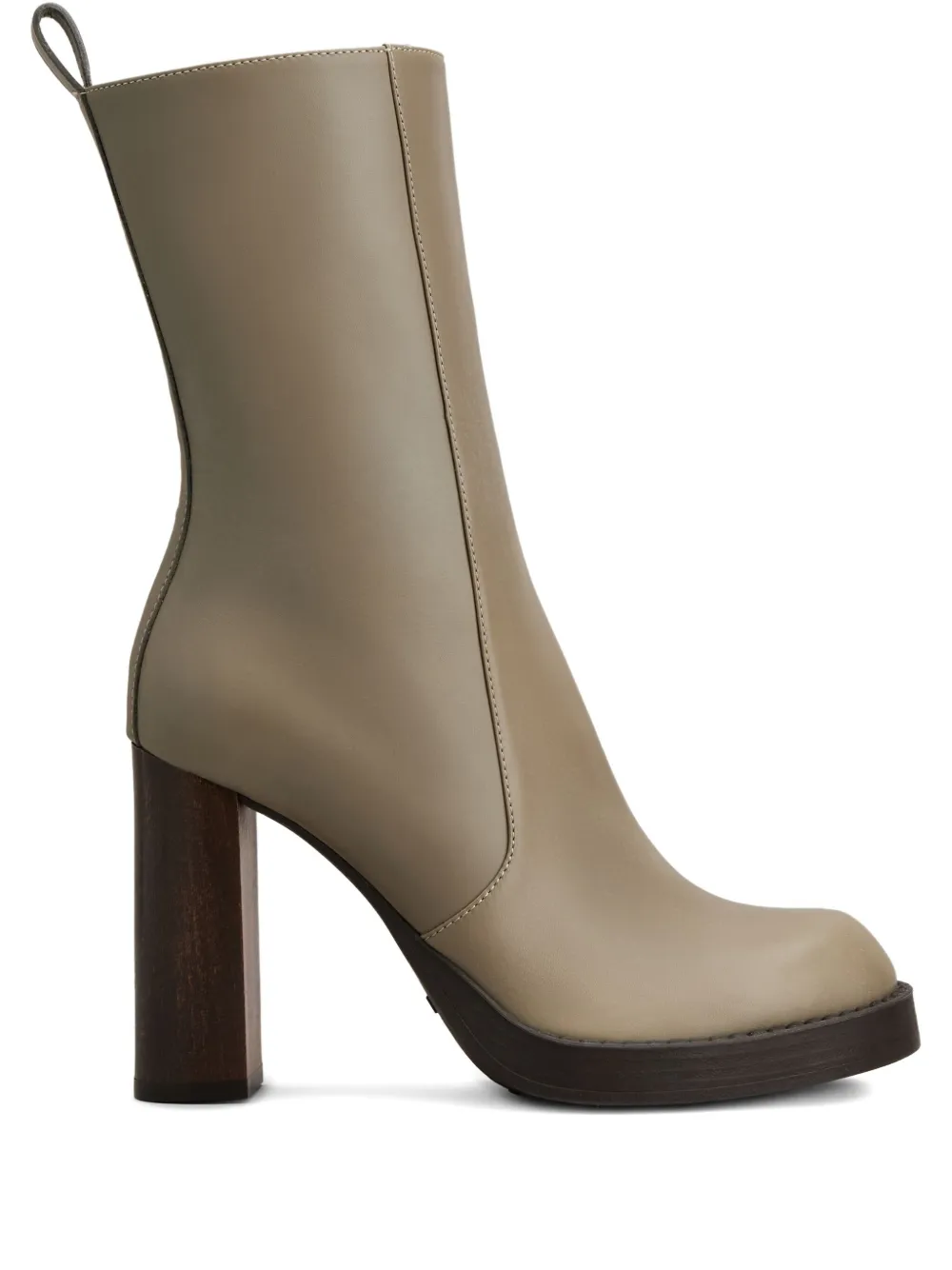 Tod's Leather Zip-detail Block-heel Boots In Green