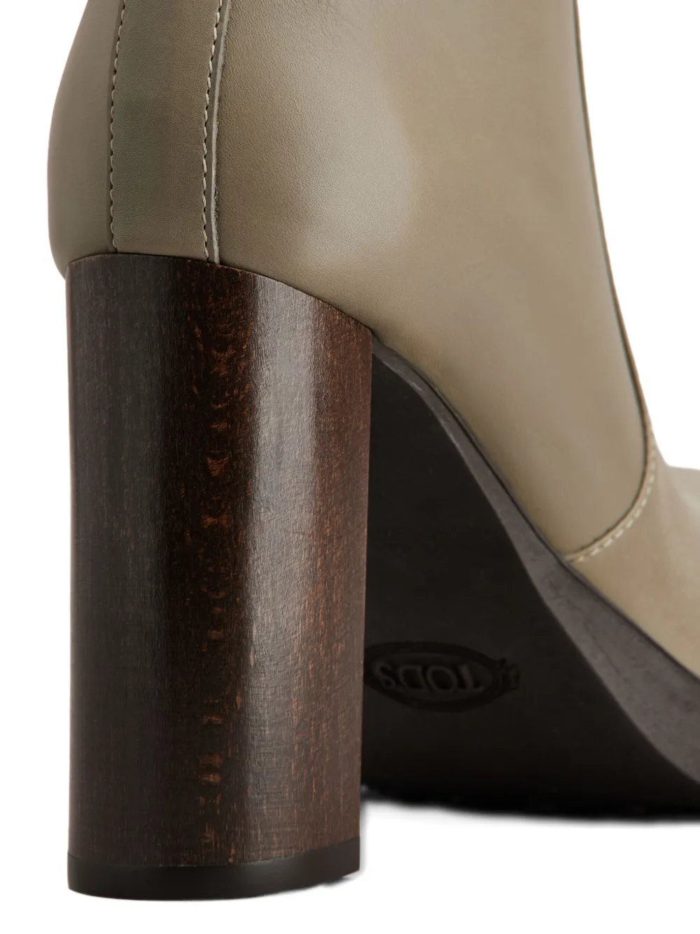 Tod's Leather Zip-detail Block-heel Boots In Green