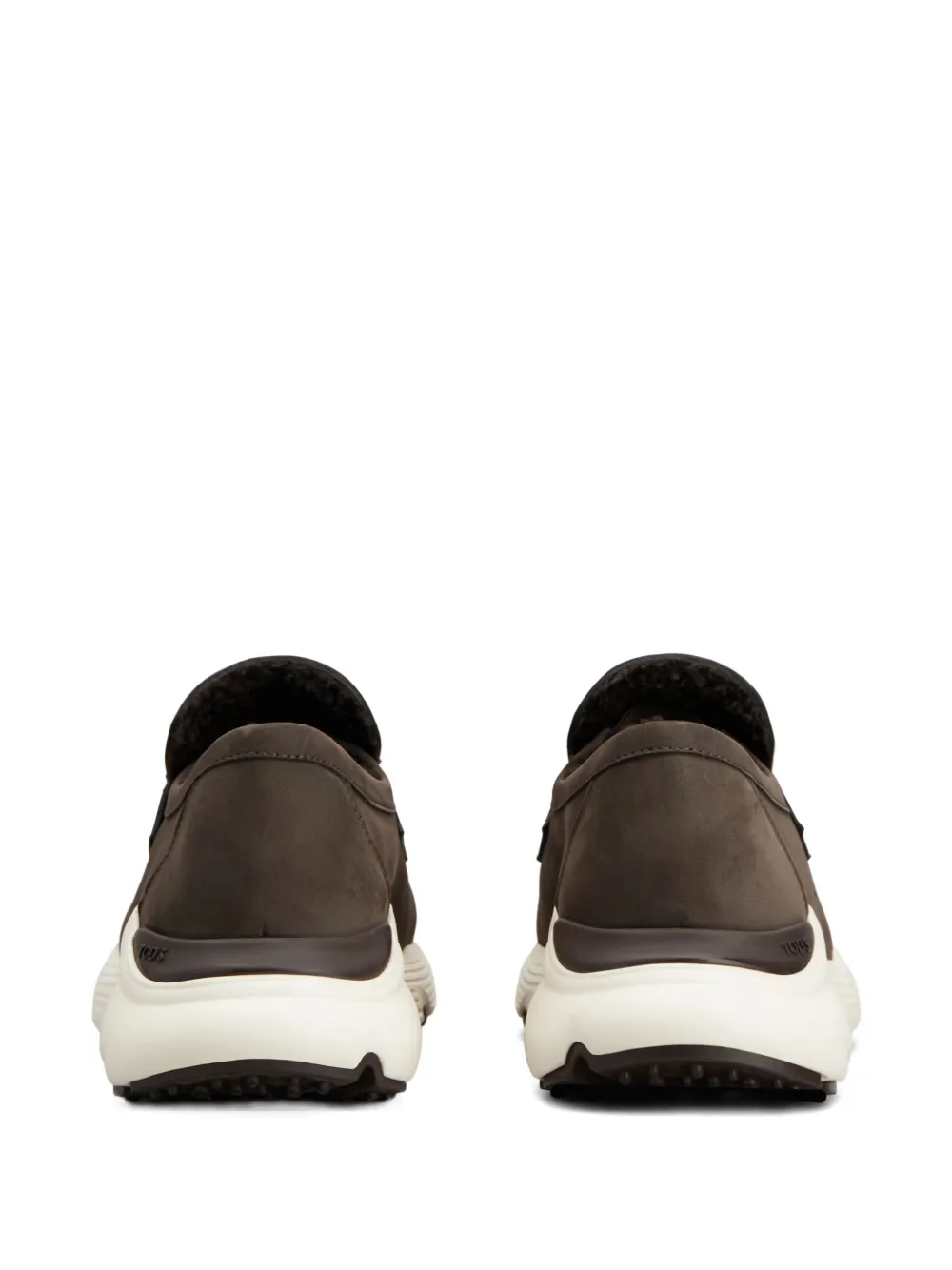 Tod's Sporty Suede Loafers Rubber Sole In Brown