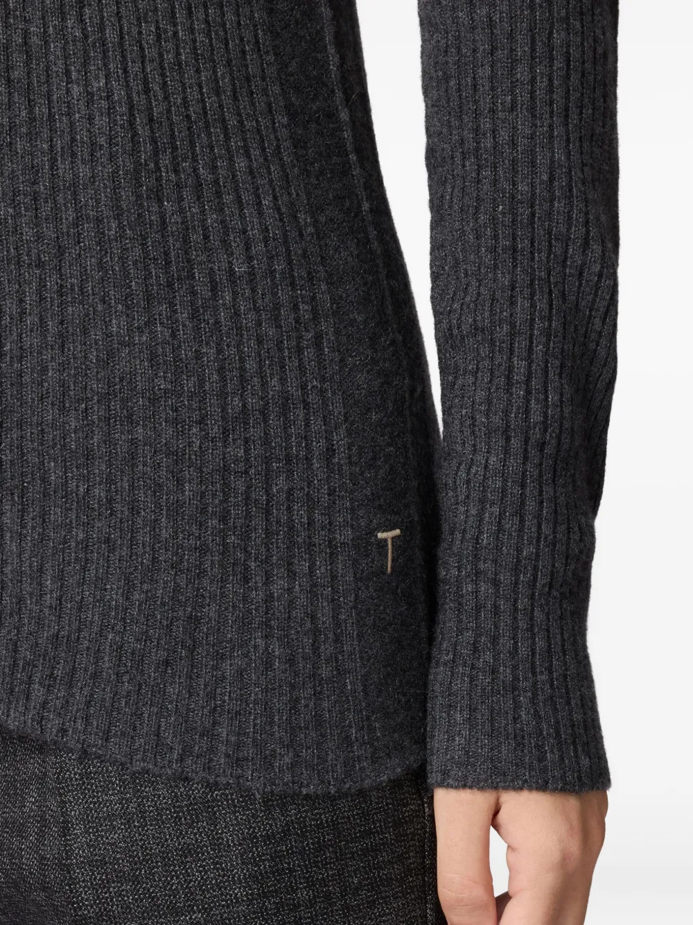 Tod's Ribbed Round-neck Sweater In Gray