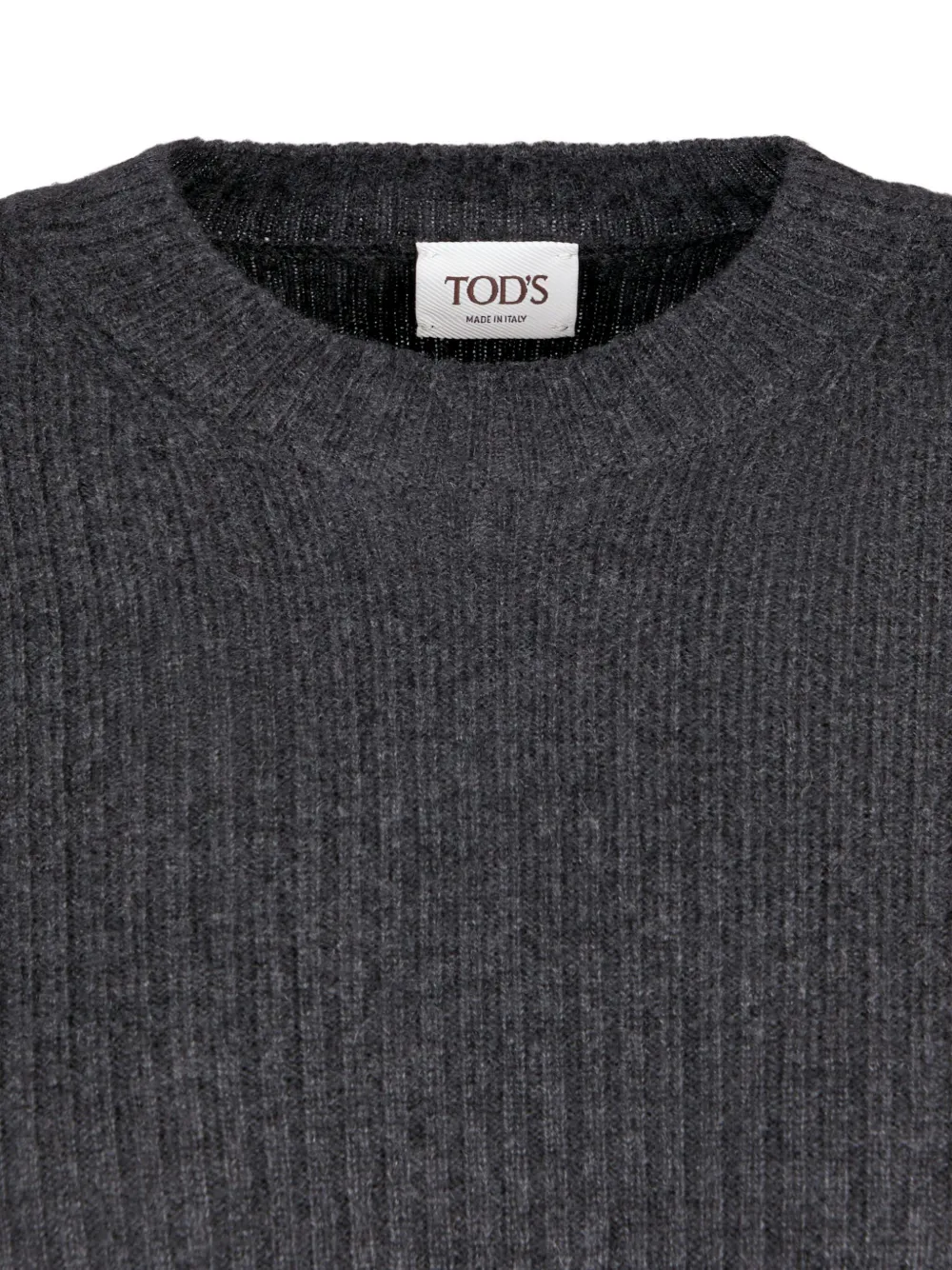 Tod's Ribbed Round-neck Sweater In Gray