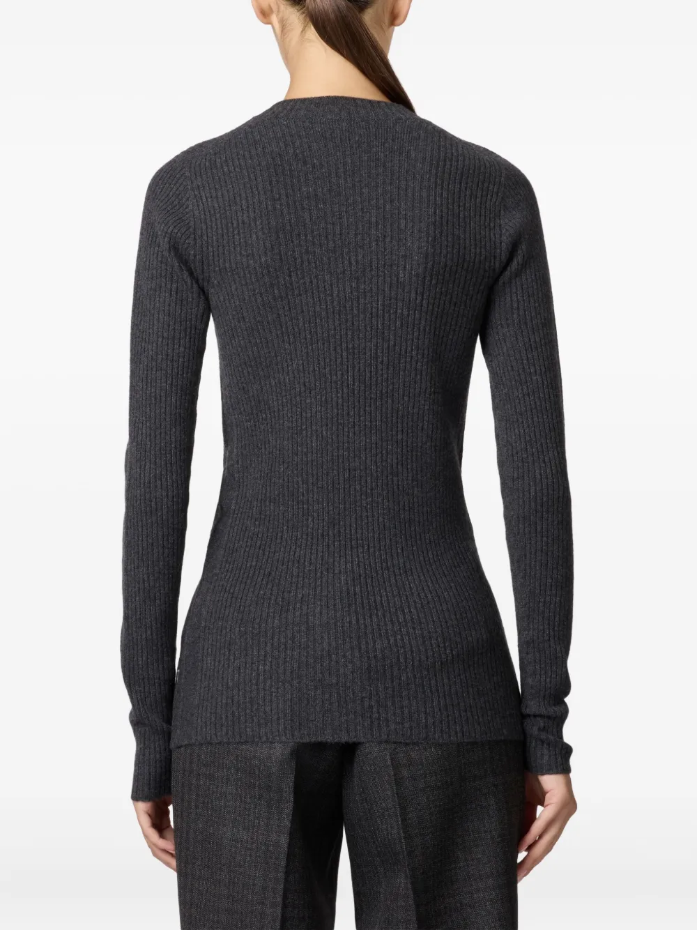 Tod's Ribbed Round-neck Sweater In Gray