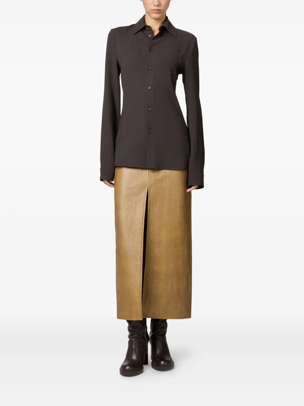 Tod's Long-sleeve Buttoned Shirt In Brown