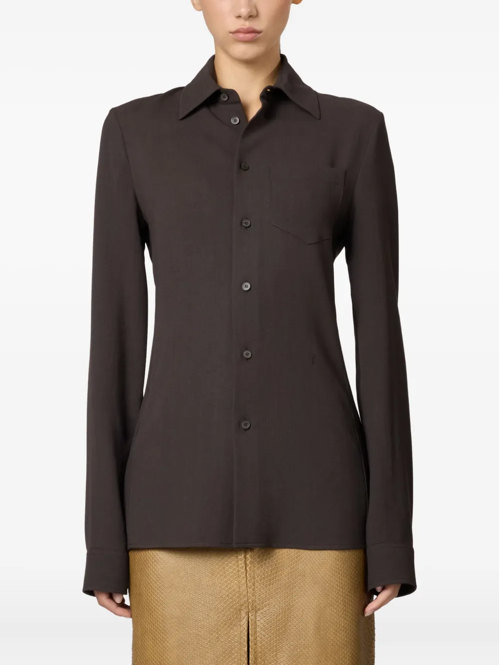 Tod's Long-sleeve Buttoned Shirt In Brown