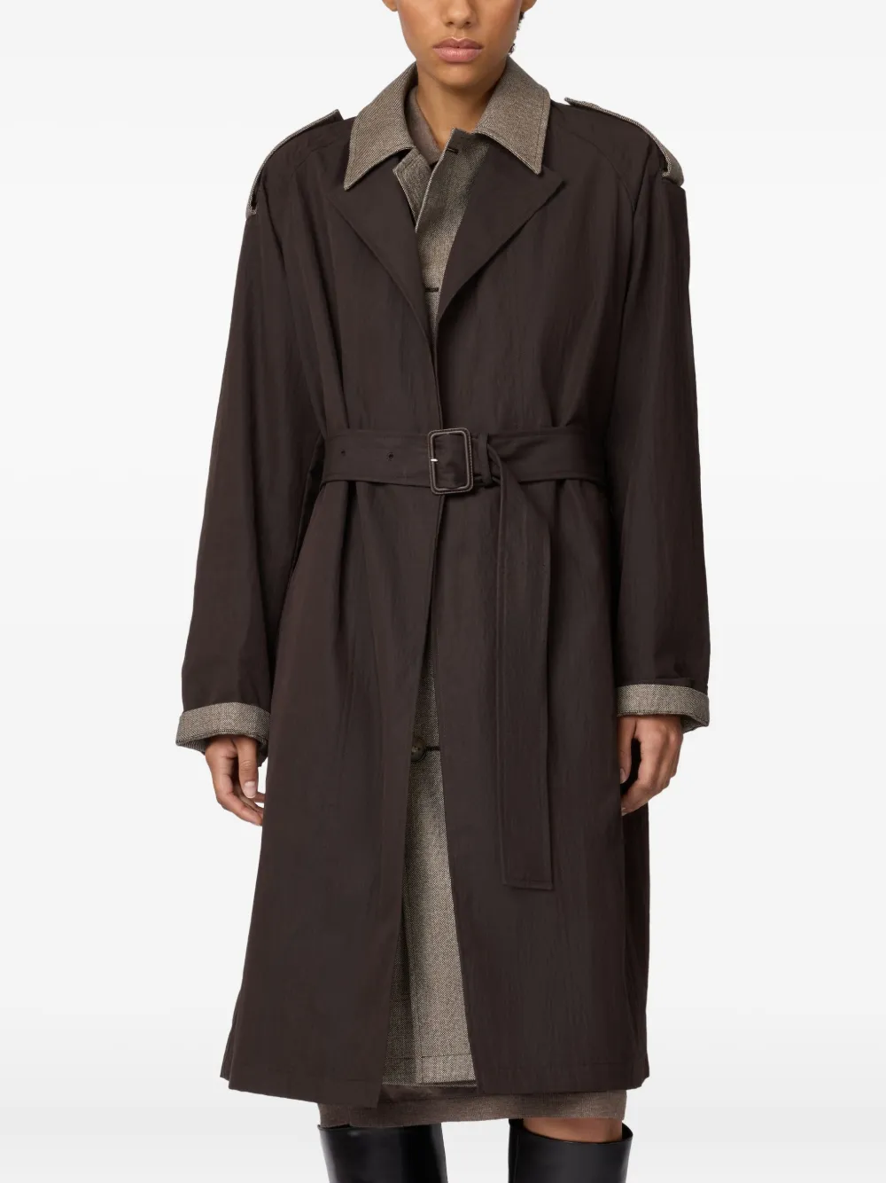 Tod's 2-in-1 Trench Coat In Technical Cotton And Wool In Black