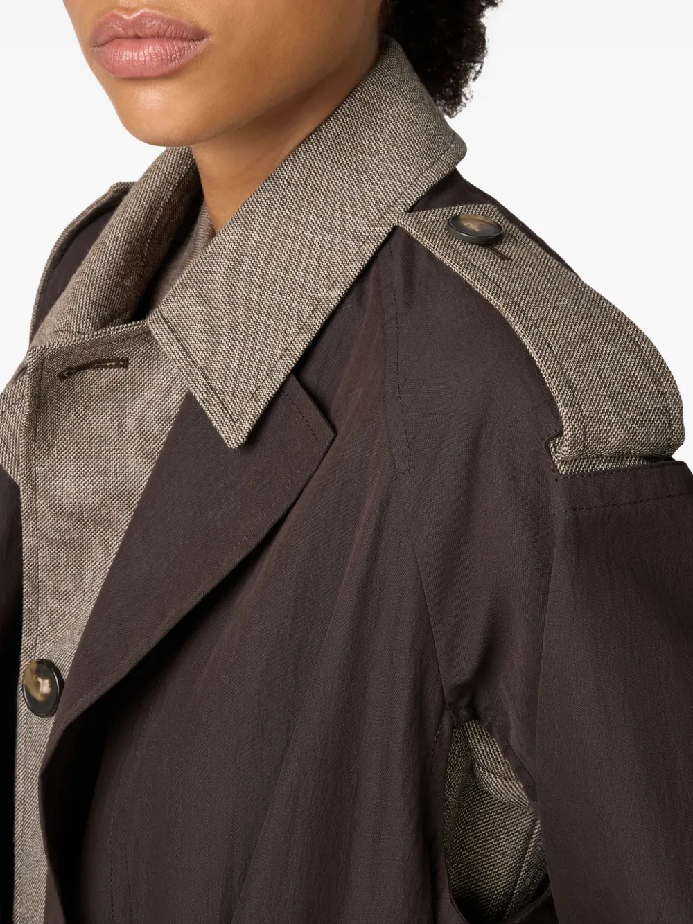 Tod's 2-in-1 Trench Coat In Technical Cotton And Wool In Black