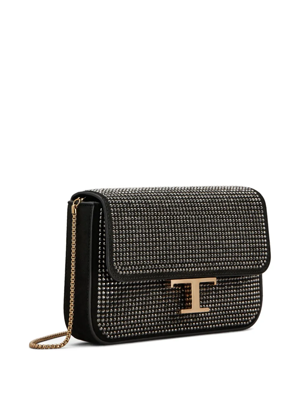Tod's Borsa Flap T Timeless In Pelle Scamosciata Micro In Black