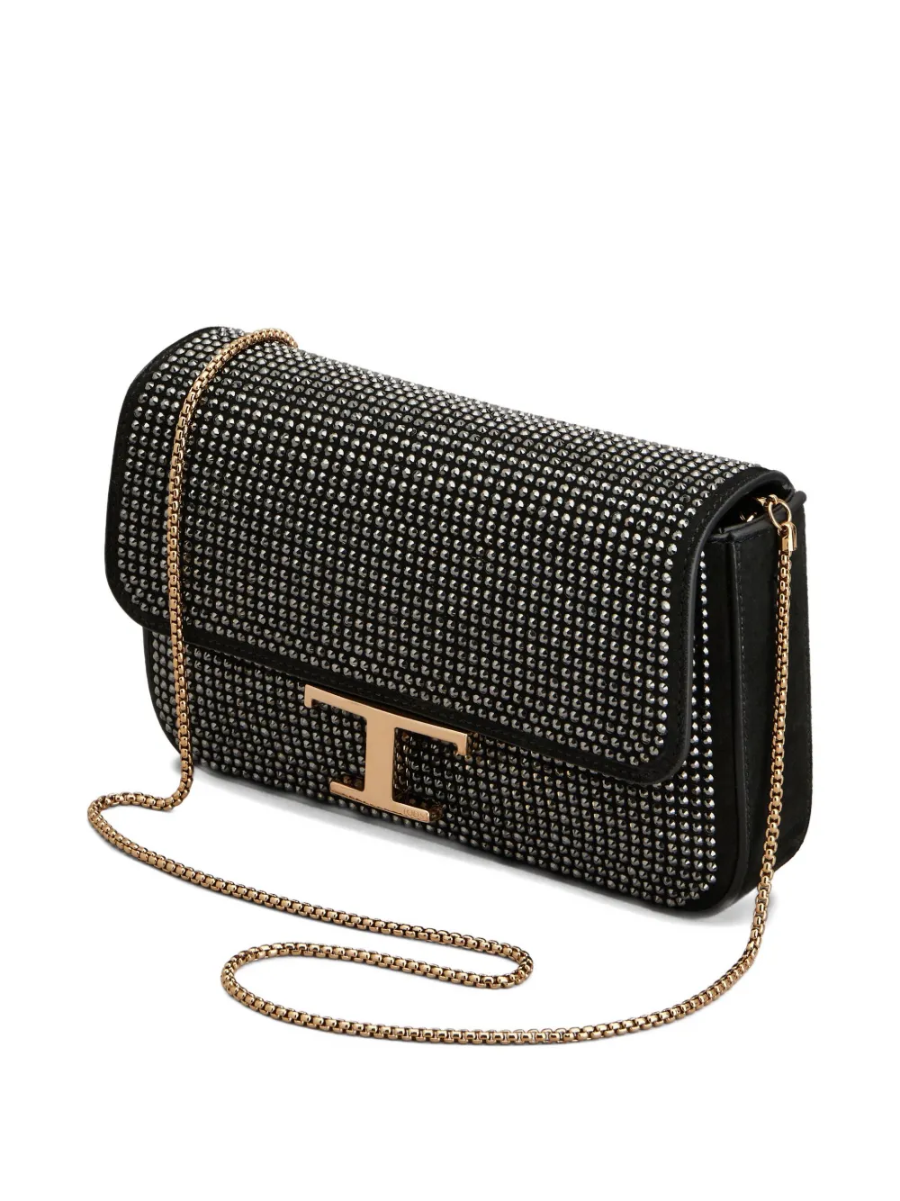 Tod's Borsa Flap T Timeless In Pelle Scamosciata Micro In Black