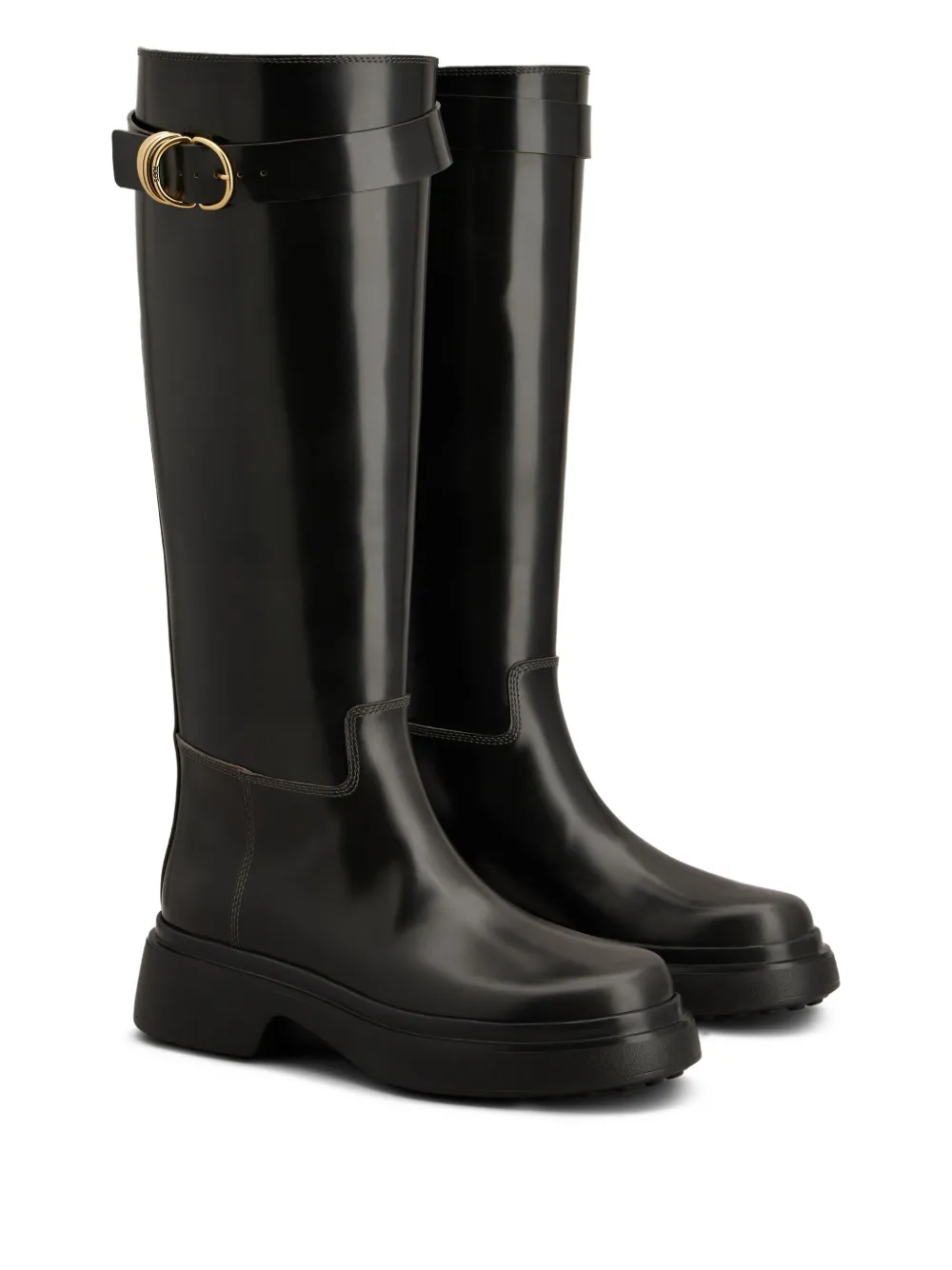 Tod's leather knee-high boots Black