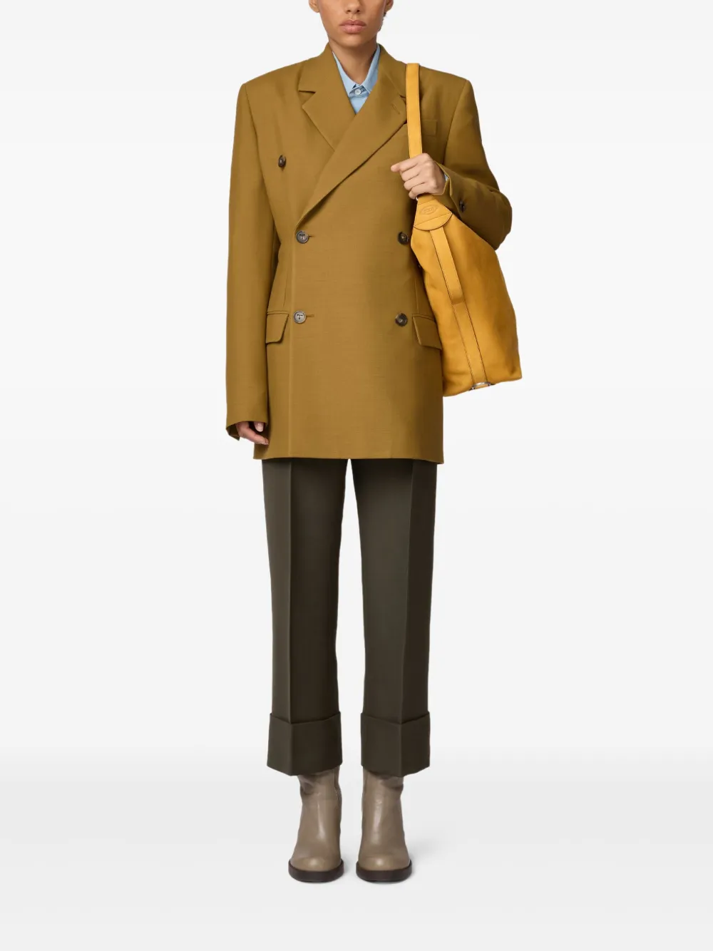 Tod's Double-breasted Wool Jacket In Brown