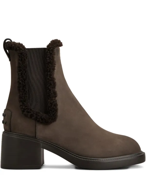 Tod's Faux-fur Trim Chelsea Boots in Brown