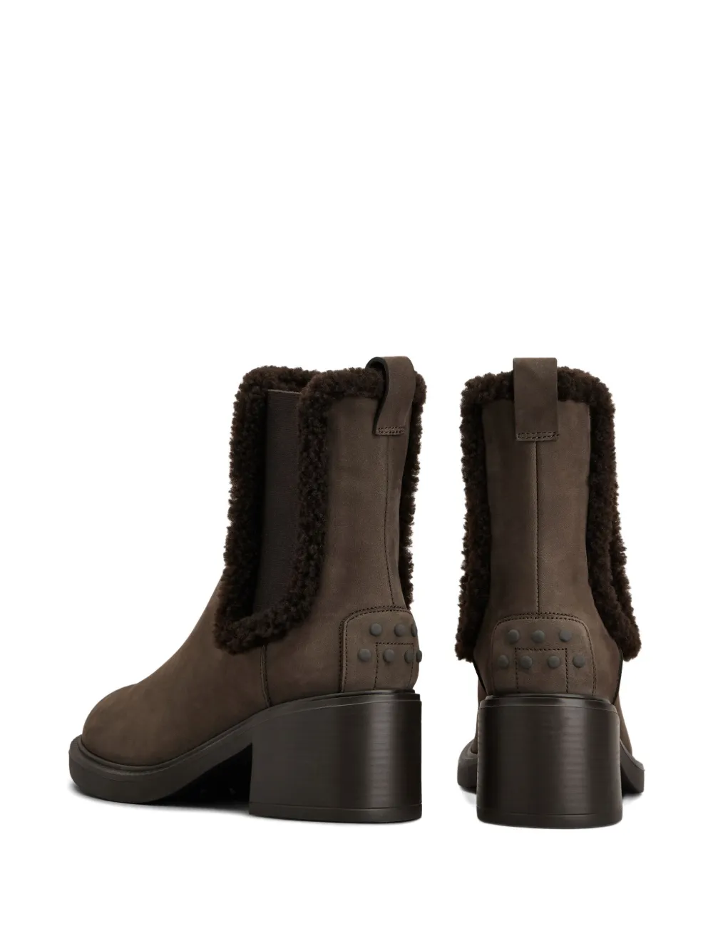 Tod's Suede Block Heel Ankle Booties In Brown