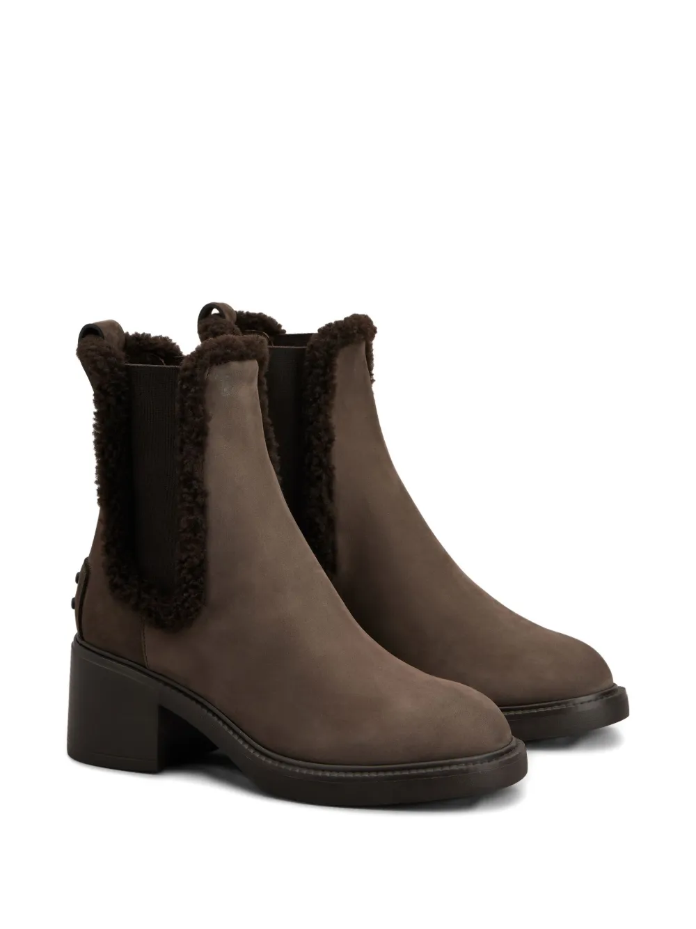 Tod's Suede Block Heel Ankle Booties In Brown