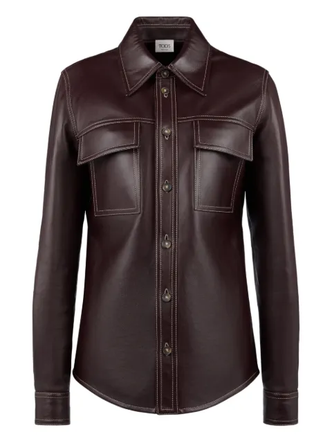 Tod's leather shirt contrast-stitching pockets