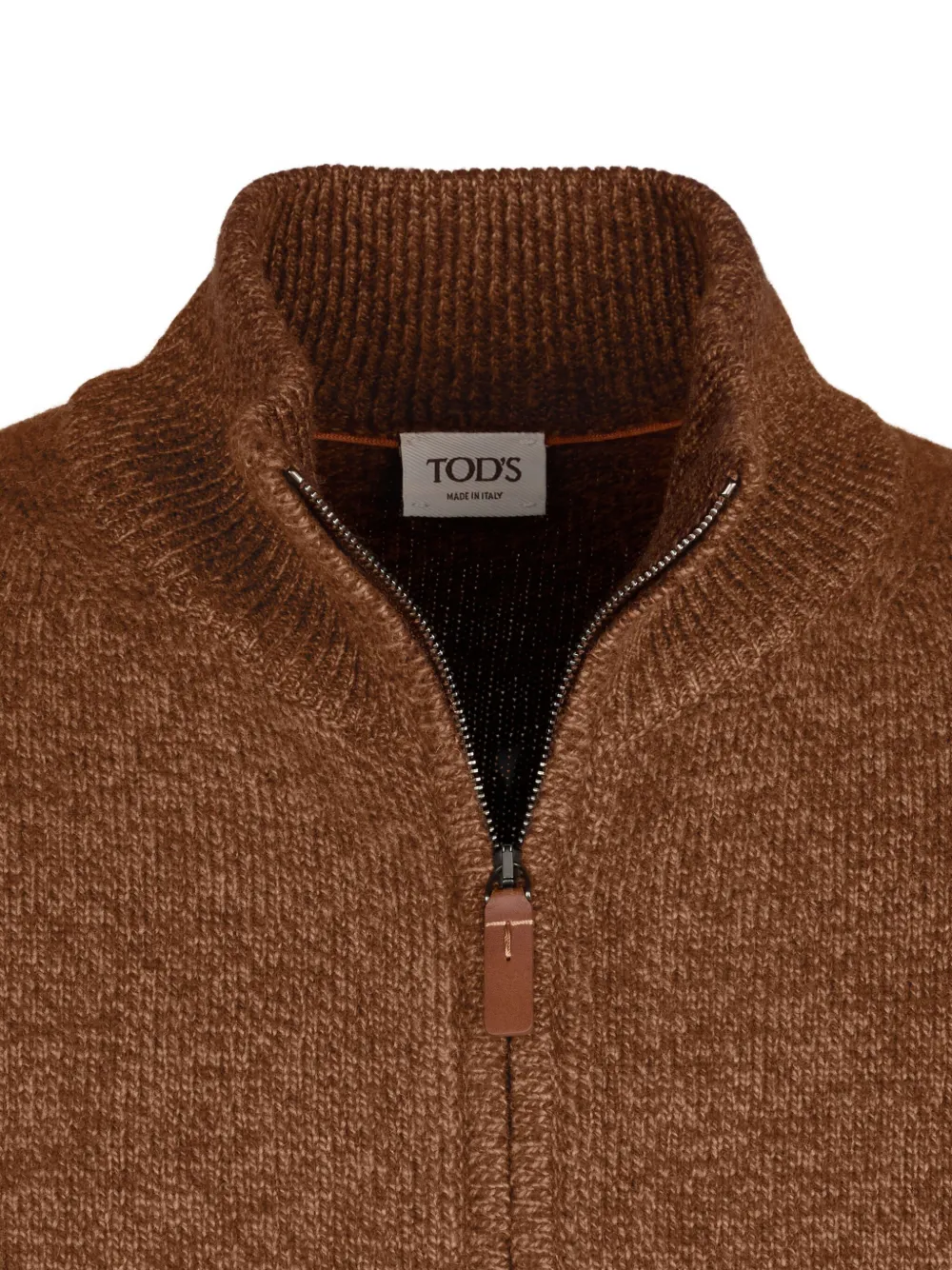 Tod's High-neck Zip-up Cardigan In Brown