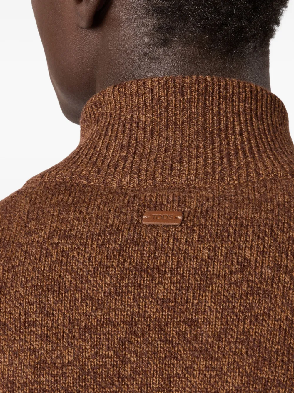 Tod's High-neck Zip-up Cardigan In Brown