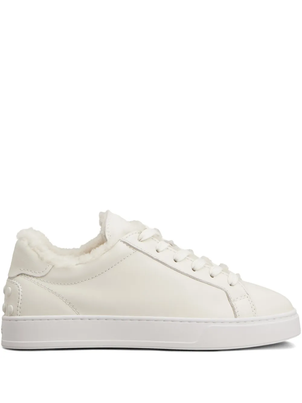 Tod's Shearling-trimmed Sneakers In Neutral
