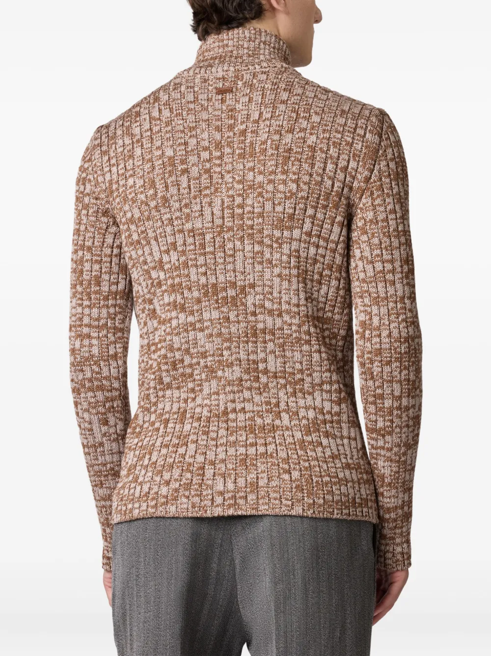 Tod's Ribbed Half-zip Sweater in Brown, view 3