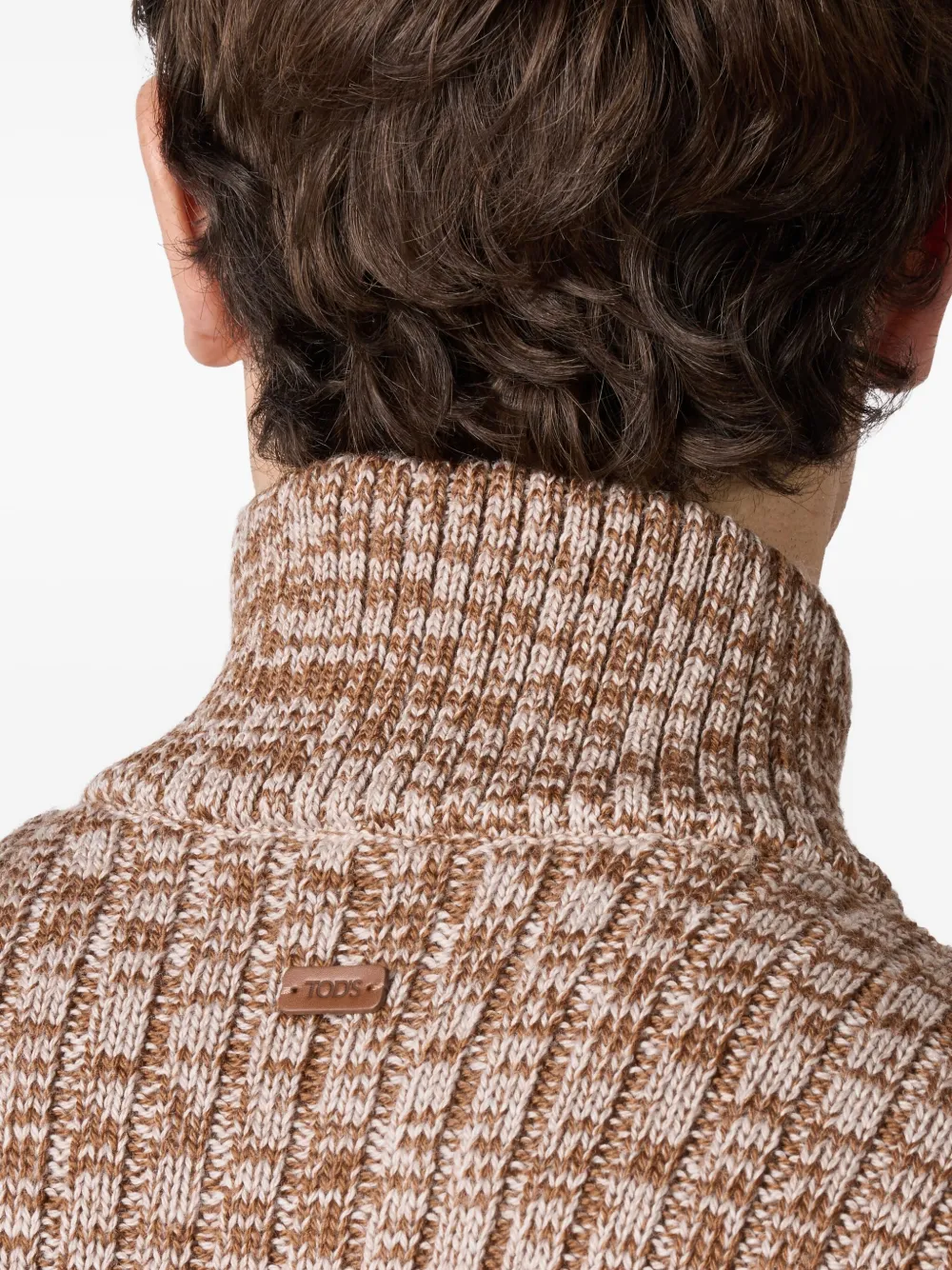 Tod's Ribbed Half-zip Sweater in Brown, view 4