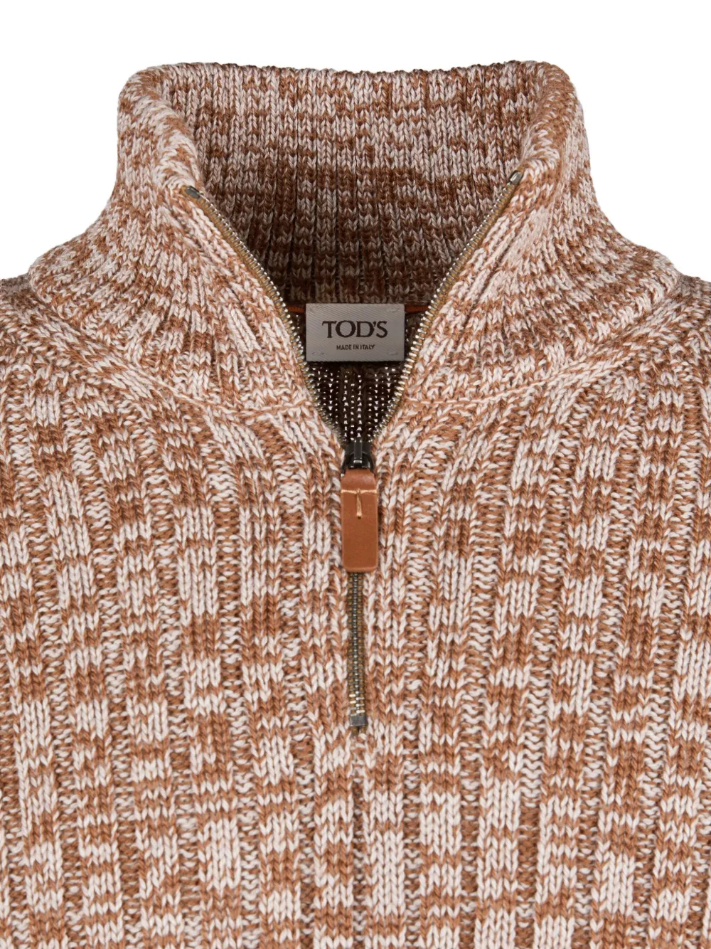 Tod's Ribbed Half-zip Sweater in Brown, view 5