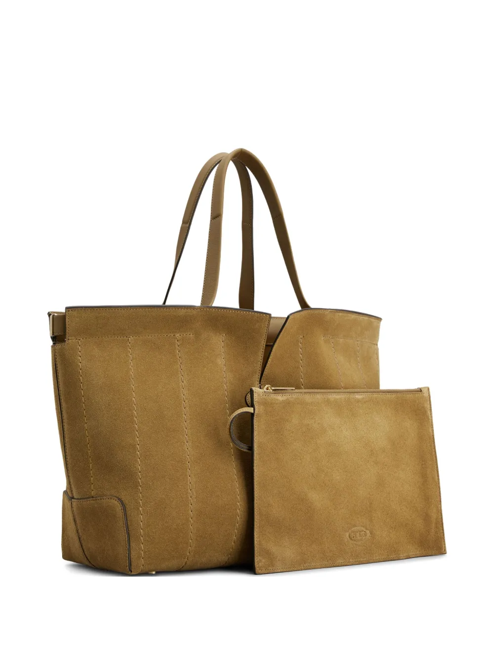 Tod's Large Di Bag Folio Suede Panelled Tote Bag In Brown