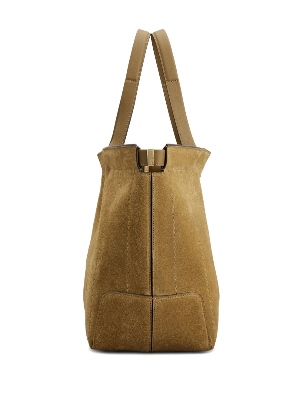 Tod's Large Di Bag Folio Suede Panelled Tote Bag In Brown